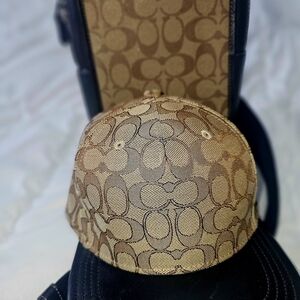 Coach Tan and Brown Patterned Hat